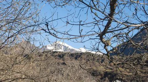 Snowy mountains during spring in the Pyrenees of Catalonia Stock Photos