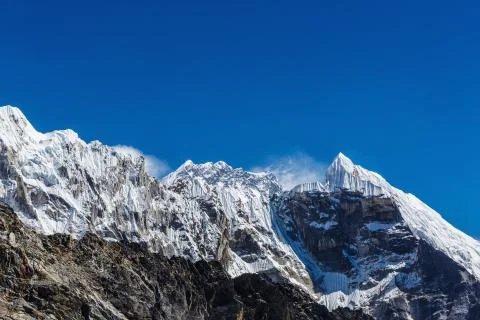 Snowy mountains of the Himalayas Stock Photos