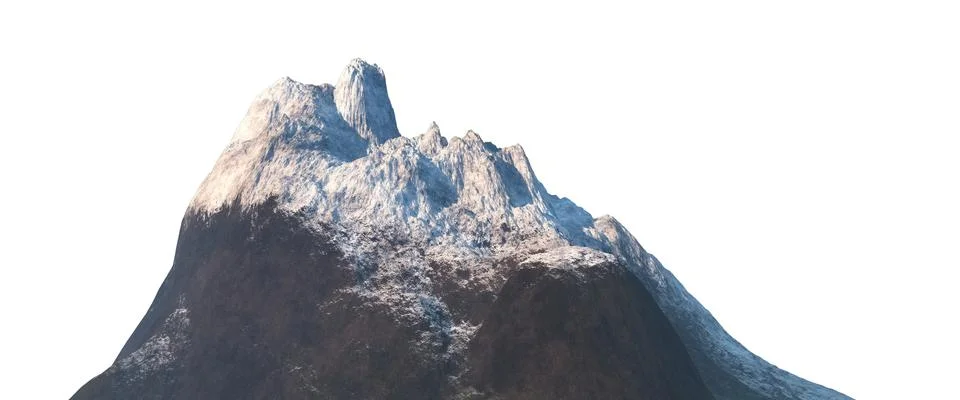 Snowy mountains Isolate on white background 3d illustration Stock Illustration