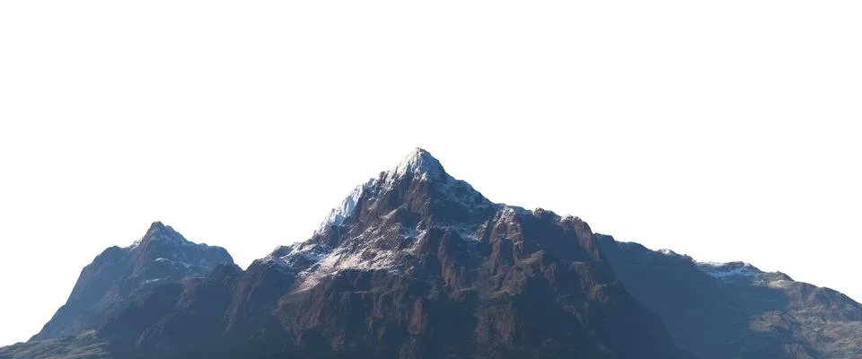 Snowy mountains Isolate on white background 3d illustration Stock Illustration