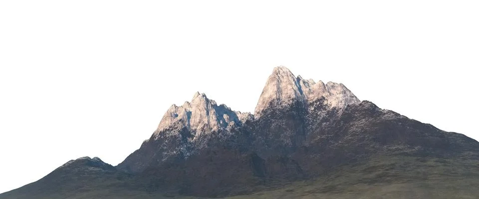 Snowy mountains Isolate on white background 3d illustration Stock Illustration