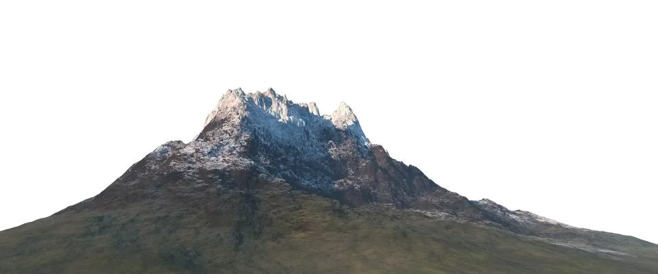 Snowy mountains Isolate on white background 3d illustration Stock Illustration