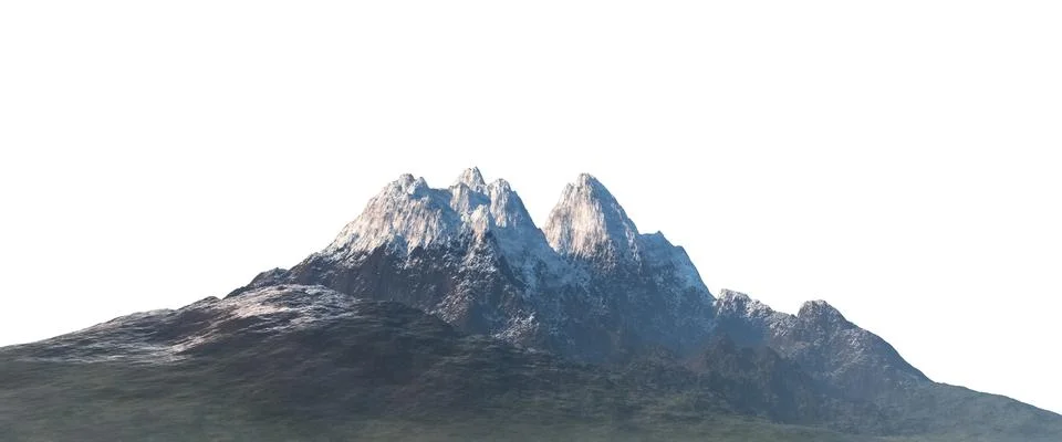 Snowy mountains Isolate on white background 3d illustration Stock Illustration