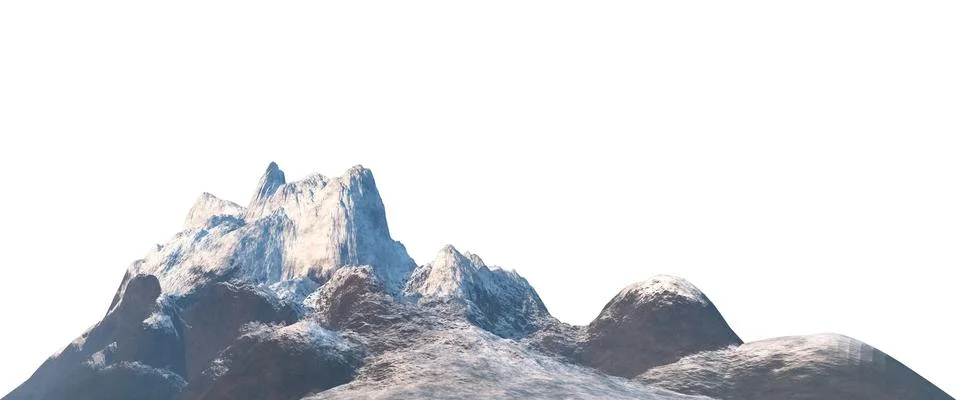 Snowy mountains Isolate on white background 3d illustration Stock Illustration