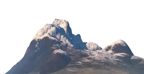 Snowy mountains Isolate on white background 3d illustration Stock Illustration