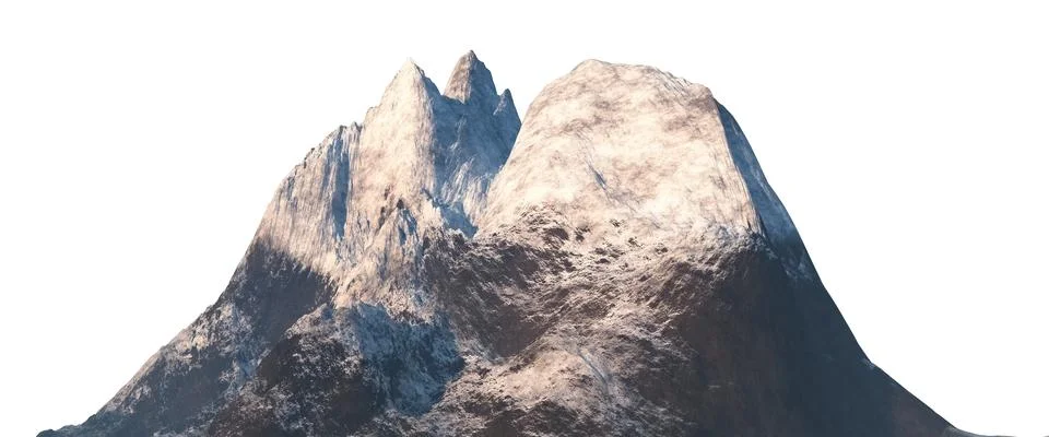 Snowy mountains Isolate on white background 3d illustration Stock Illustration
