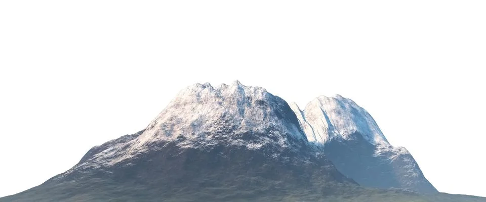 Snowy mountains Isolate on white background 3d illustration Stock Illustration