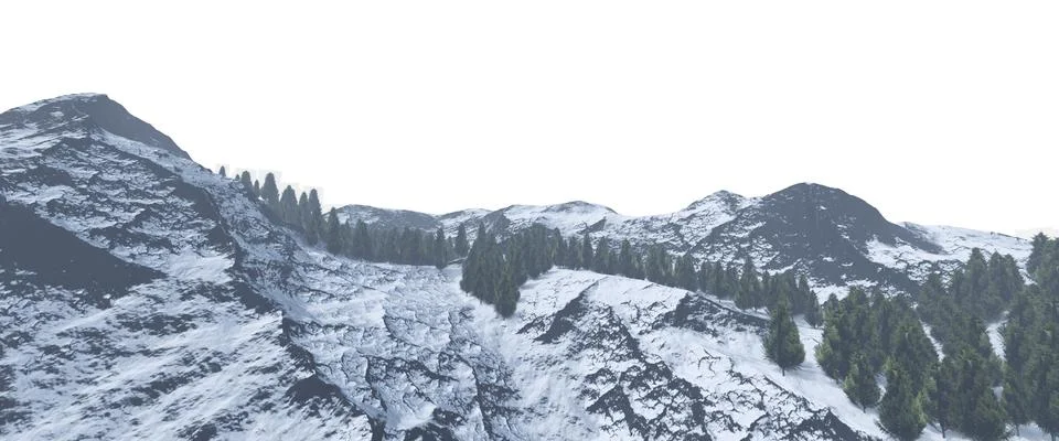 Snowy mountains Isolate on white background 3d illustration Stock Illustration