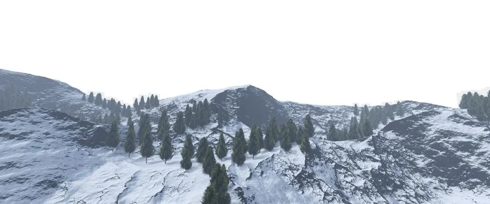 Snowy mountains Isolate on white background 3d illustration Stock Illustration