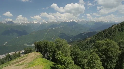 Snowy mountains peaks Stock Footage 74416537