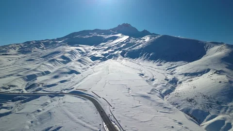 Snowy mountains roads pine forests and magnificent scenery Stock Footage 294191943