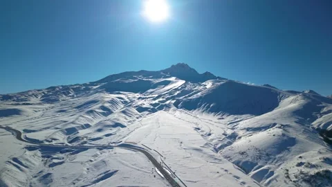 Snowy mountains roads pine forests and magnificent scenery Stock Footage 294193069