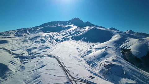 Snowy mountains roads pine forests and magnificent scenery Stock Footage 294195950
