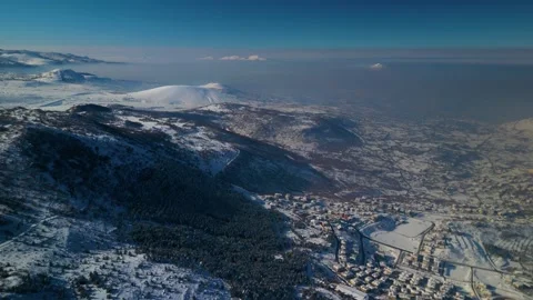 Snowy mountains roads pine forests and magnificent scenery 動画素材 294221504