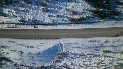 Snowy mountains roads pine forests and magnificent scenery 動画素材 294225488