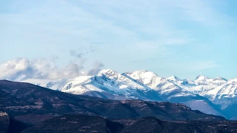 Snowy mountains scene Stock Footage 123985867