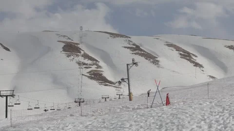 Snowy mountains with ski course Stock Footage 309146328