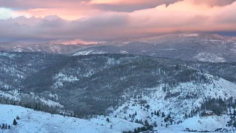 Snowy Mountains at Sunset 06 | Tabernash | Winter Park | 4k Drone Footage Stock Footage 259859693