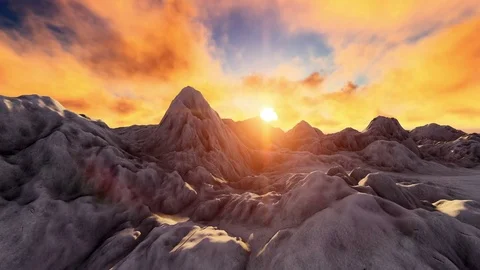 Snowy mountains at sunset Stock Footage 79823865