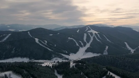 Snowy mountains on sunset Stock Footage 99341288