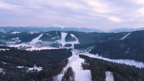 Snowy mountains in winter Stock Footage 255155002