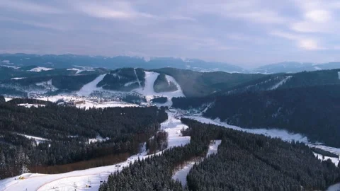 Snowy mountains in winter Video stock 255178327