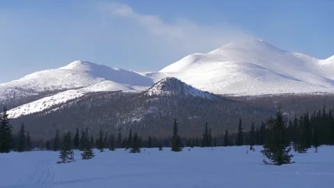 Snowy mountains in winter Video stock 282742027