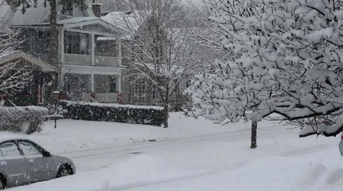 Snowy Neighborhood Stock Footage