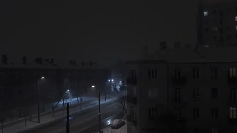 A snowy night in the city Stock Footage 146869977