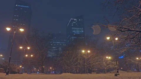 Snowy night in a city - timelapse Stock Footage 149081297