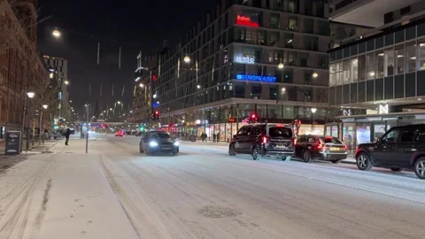Snowy night drive Video stock 329171680