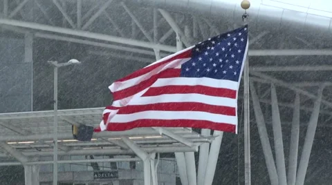Snowy Old Glory Stock Footage 54755653