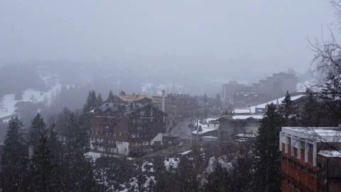 Snowy panoramic view of the ski resort of Courchevel, France Stock Footage 308235852