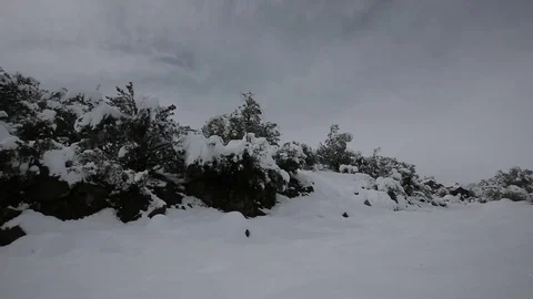Snowy path on mountain range Stock Footage 77050609