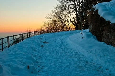 Snowy path Stock Photos