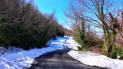 A snowy path, steady shot, no movement Stock Footage 334789081
