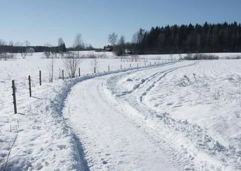 Snowy pathway Stock Photos