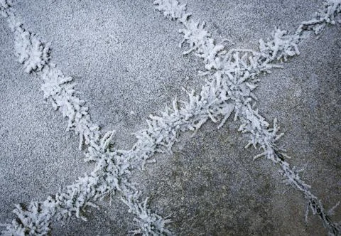 Snowy pavement with grass Stock Photos