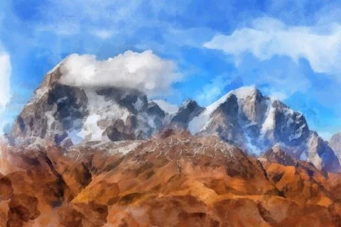 Snowy peaks Stock Illustration