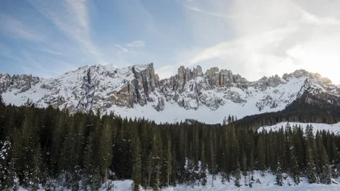 Snowy peaks at sunset Video stock 131403980