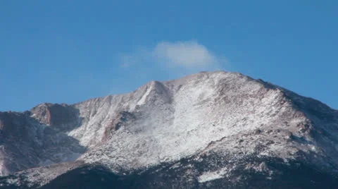 Snowy Pikes Peak with wispy Cloud Stock Footage 23785490