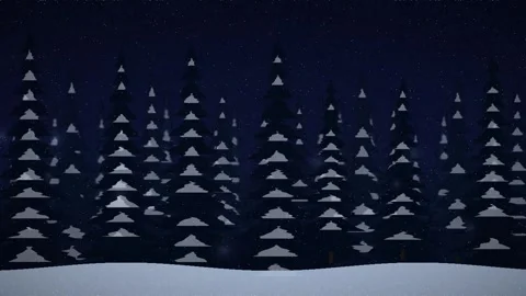 Snowy Pine Forest at Night Winter Animation Background 動画素材 347809996