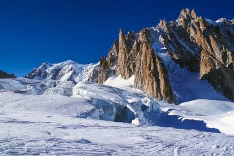 Snowy plain in vallee blanche Stock Photos