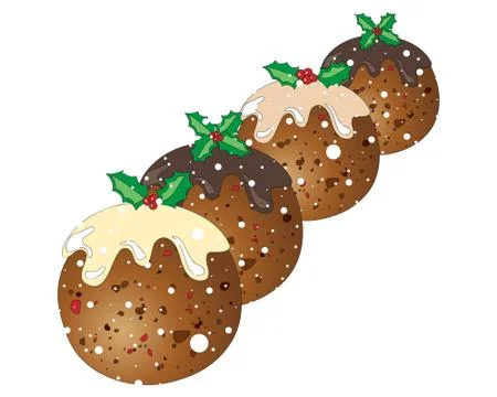 Snowy puddings Stock Illustration