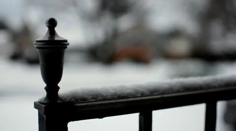 Snowy Railing Medium Shot Stock Footage 10724751