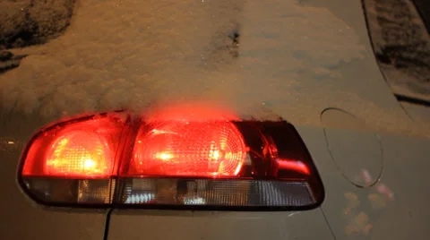 Snowy Rear Position Lamps Stock Footage 34652201