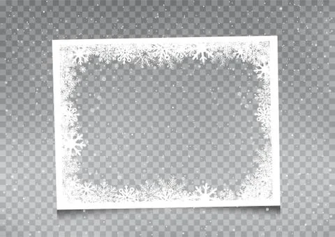 Snowy rectangular frame template Stock Illustration
