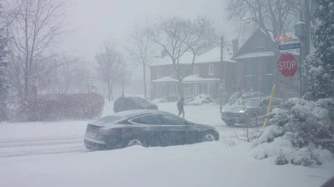 Snowy Residential City Intersection Stock Footage 101931179