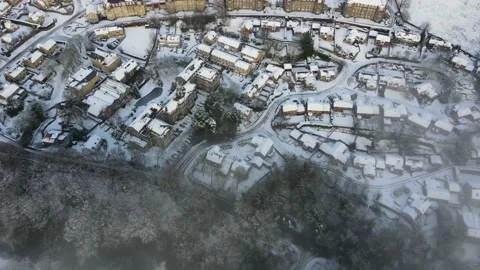 Snowy Residential Flight Stock Footage 150240199