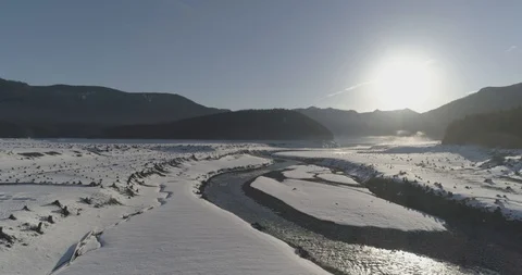 Snowy river / Empty Lake Stock Footage 88606705